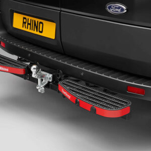 a studio photograph of a van fitted with a rhino tow step